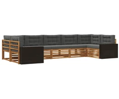 Lauko sofos komplektas su pagalve 7 pcs Natūralus ir antracitas
