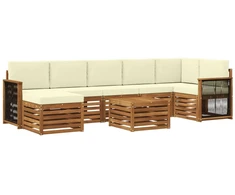 Lauko sofos komplektas su pagalve 7 pcs Natūralus ir grietinėlė