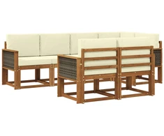 Lauko sofos komplektas su pagalve 7 pcs Natūralus ir grietinėlė