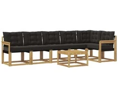 Lauko sofos komplektas su pagalve 7 pcs Balta ir juoda