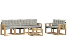 Lauko sofos komplektas su pagalve 7 pcs Balta ir šviesiai pilka