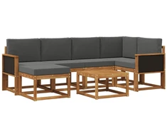 Lauko sofos komplektas su pagalve 7 pcs Natūralus ir antracitas