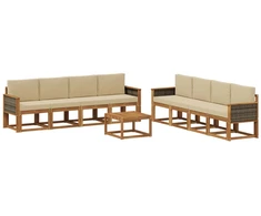 Lauko sofos komplektas su pagalve 7 pcs Natūrali