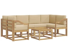 Lauko sofos komplektas su pagalve 7 pcs Balta ir kreminė