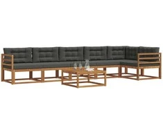 Lauko sofos komplektas su pagalve 7 pcs Natūralus ir antracitas