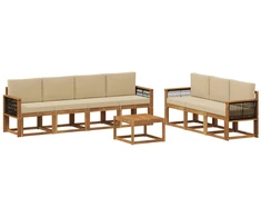 Lauko sofos komplektas su pagalve 7 pcs Natūrali