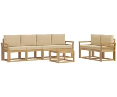 Lauko sofos komplektas su pagalve 7 pcs Balta ir kreminė
