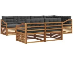 Lauko sofos komplektas su pagalve 7 pcs Natūralus ir antracitas