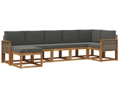 Lauko sofos komplektas su pagalve 7 pcs Natūralus ir antracitas