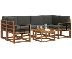 Lauko sofos komplektas su pagalve 7 pcs Natūralus ir antracitas