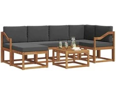 Lauko sofos komplektas su pagalve 7 pcs Natūralus ir antracitas