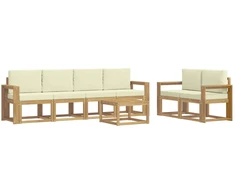 Lauko sofos komplektas su pagalve 7 pcs Balta ir kreminė