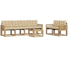 Lauko sofos komplektas su pagalve 7 pcs Balta ir kreminė
