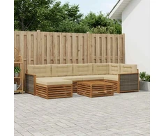 Lauko sofos komplektas su pagalve 7 pcs Natūralus ir bežinis