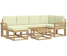 Lauko sofos komplektas su pagalve 7 pcs Balta ir kreminė