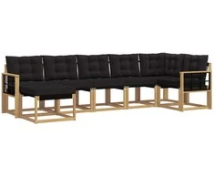 Lauko sofos komplektas su pagalve 7 pcs Balta ir juoda