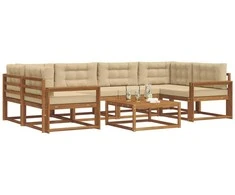 Lauko sofos komplektas su pagalve 7 pcs Natūralus ir bežinis