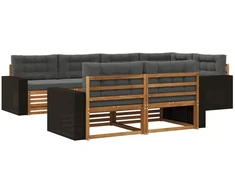 Lauko sofos komplektas su pagalve 7 pcs Natūralus ir antracitas