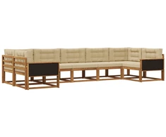 Lauko sofos komplektas su pagalve 7 pcs Natūralus ir bežinis