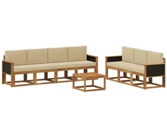 Lauko sofos komplektas su pagalve 7 pcs Natūrali