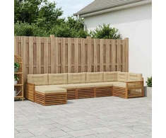 Lauko sofos komplektas su pagalve 7 pcs Natūralus ir bežinis