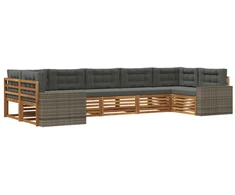 Lauko sofos komplektas su pagalve 7 pcs Natūralus ir antracitas