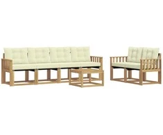 Lauko sofos komplektas su pagalve 7 pcs Balta ir kreminė