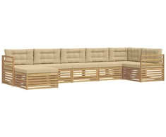 Lauko sofos komplektas su pagalve 7 pcs Balta ir kreminė
