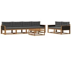Lauko sofos komplektas su pagalve 7 pcs Natūralus ir antracitas
