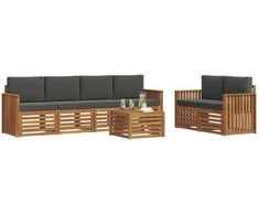 Lauko sofos komplektas su pagalve 7 pcs Natūralus ir antracitas