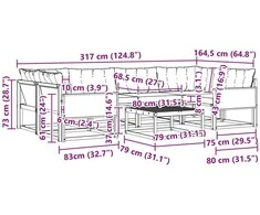 Lauko sofos komplektas 7 vnt. Natūrali ir juoda