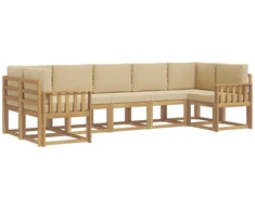Lauko sofos komplektas su pagalve 7 pcs Balta ir kreminė