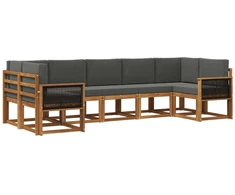 Lauko sofos komplektas su pagalve 7 pcs Natūralus ir antracitas