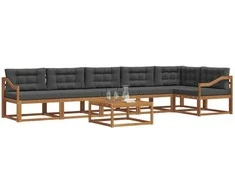 Lauko sofos komplektas su pagalve 7 pcs Natūralus ir antracitas
