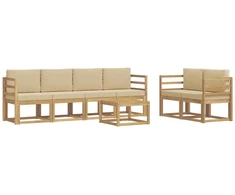 Lauko sofos komplektas su pagalve 7 pcs Balta ir kreminė