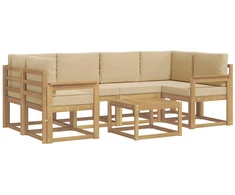Lauko sofos komplektas su pagalve 7 pcs Balta ir kreminė