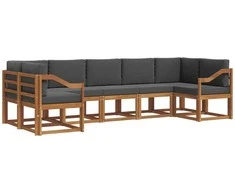 Lauko sofos komplektas su pagalve 7 pcs Natūralus ir antracitas