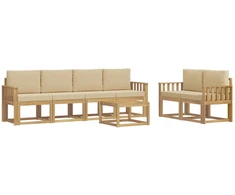 Lauko sofos komplektas su pagalve 7 pcs Balta ir kreminė