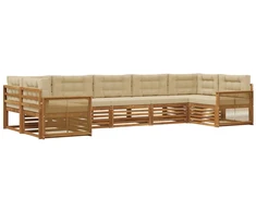 Lauko sofos komplektas su pagalve 7 pcs Natūralus ir bežinis
