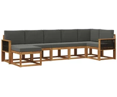 Lauko sofos komplektas su pagalve 7 pcs Natūralus ir antracitas