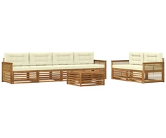 Lauko sofos komplektas su pagalve 7 pcs Natūralus ir grietinėlė