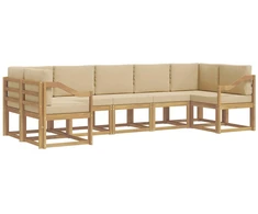 Lauko sofos komplektas su pagalve 7 pcs Balta ir kreminė
