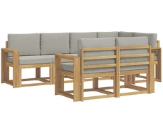 Lauko sofos komplektas su pagalve 7 pcs Balta ir šviesiai pilka