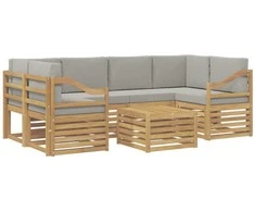 Lauko sofos komplektas su pagalve 7 pcs Balta ir šviesiai pilka