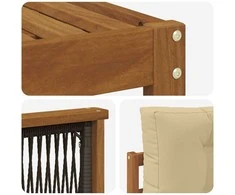 Lauko sofos komplektas su pagalve 7 pcs Natūralus ir bežinis