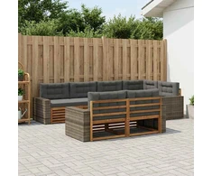 Lauko sofos komplektas su pagalve 7 pcs Natūralus ir antracitas