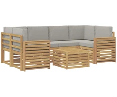 Lauko sofos komplektas su pagalve 7 pcs Balta ir šviesiai pilka