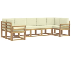 Lauko sofos komplektas su pagalve 7 pcs Balta ir kreminė