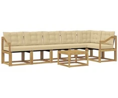 Lauko sofos komplektas su pagalve 7 pcs Balta ir kreminė
