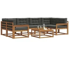 Lauko sofos komplektas su pagalve 7 pcs Natūralus ir antracitas